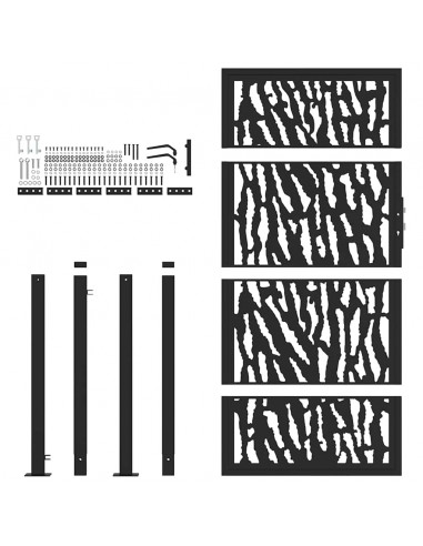 Cancello Giardino Nero 105x180 cm in Acciaio Design a Traccia