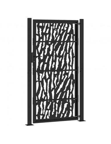 Cancello Giardino Nero 105x180 cm in Acciaio Design a Traccia