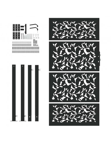 Cancello Giardino Nero 105x180 cm in Acciaio Design a Foglia