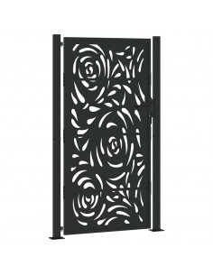Cancello Giardino Nero 105x180 cm in Acciaio Design a Fiamma