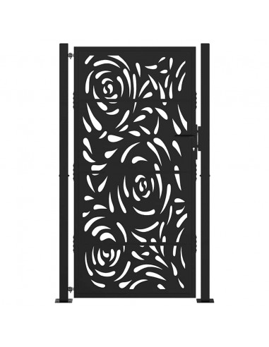 Cancello Giardino Nero 105x180 cm in Acciaio Design a Fiamma