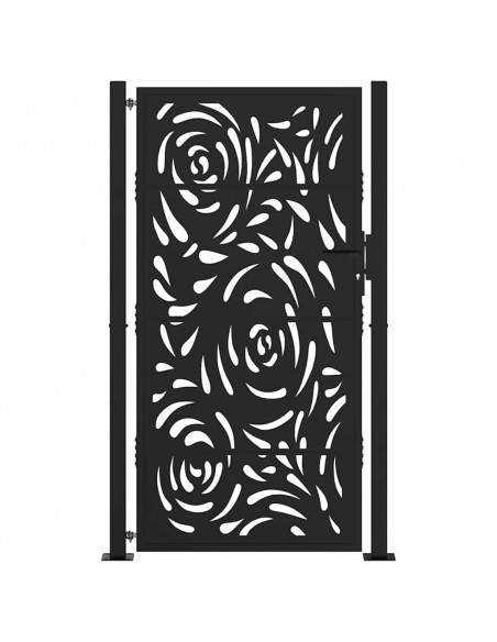 Cancello Giardino Nero 105x180 cm in Acciaio Design a Fiamma