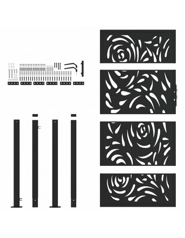 Cancello Giardino Nero 105x180 cm in Acciaio Design a Fiamma
