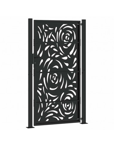 Cancello Giardino Nero 105x180 cm in Acciaio Design a Fiamma