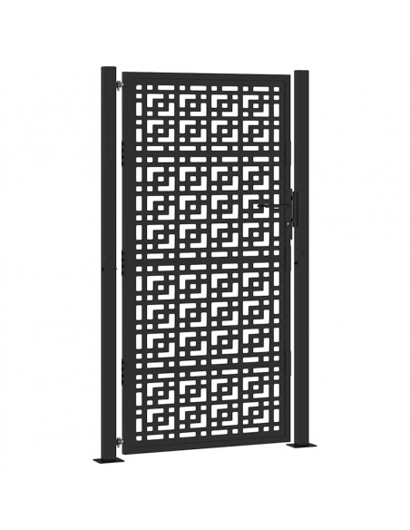 Cancello Giardino Nero 105x180 cm in Acciaio Design a Croce