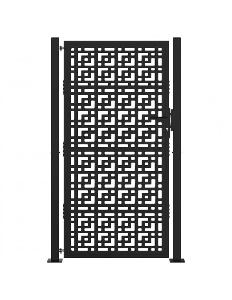 Cancello Giardino Nero 105x180 cm in Acciaio Design a Croce