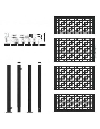 Cancello Giardino Nero 105x180 cm in Acciaio Design a Croce