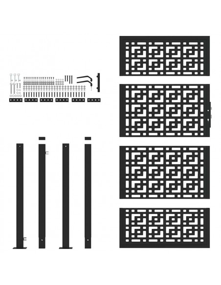 Cancello Giardino Nero 105x180 cm in Acciaio Design a Croce