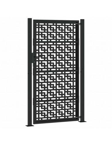 Cancello Giardino Nero 105x180 cm in Acciaio Design a Croce