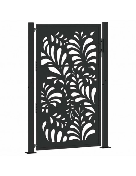 Cancello Giardino Nero 105x155 cm in Acciaio Design Ondulato