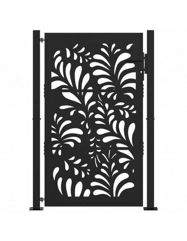 Cancello Giardino Nero 105x155 cm in Acciaio Design Ondulato