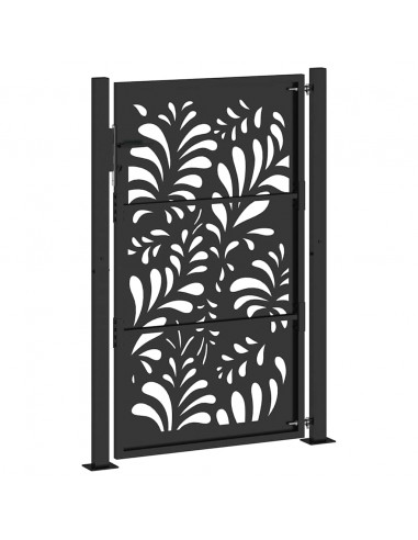 Cancello Giardino Nero 105x155 cm in Acciaio Design Ondulato