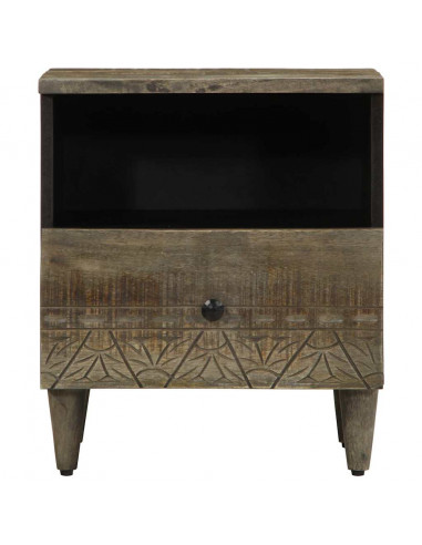 Comodini 2pz Grigio Chiaro 40x33x46 cm in Legno Massello Mango