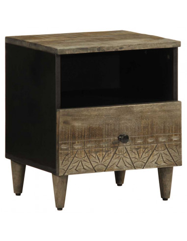 Comodini 2pz Grigio Chiaro 40x33x46 cm in Legno Massello Mango