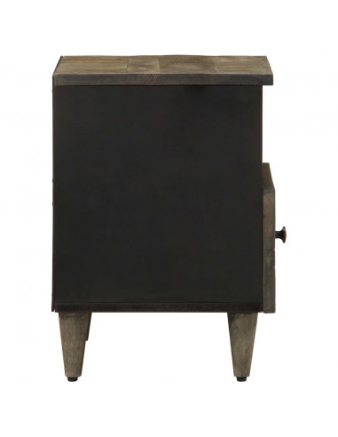 Comodini 2pz Grigio Chiaro 40x33x46 cm in Legno Massello Mango