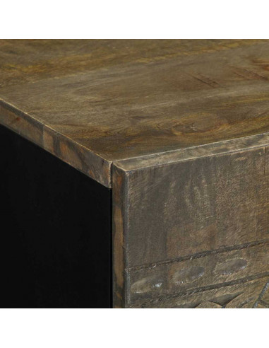 Comodino Grigio Chiaro 50x33x60 cm in Legno Massello di Mango