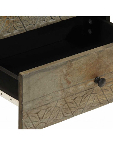 Comodino Grigio Chiaro 50x33x60 cm in Legno Massello di Mango