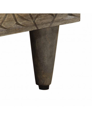 Comodino Grigio Chiaro 50x33x60 cm in Legno Massello di Mango