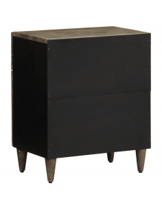 Comodino Grigio Chiaro 50x33x60 cm in Legno Massello di Mango