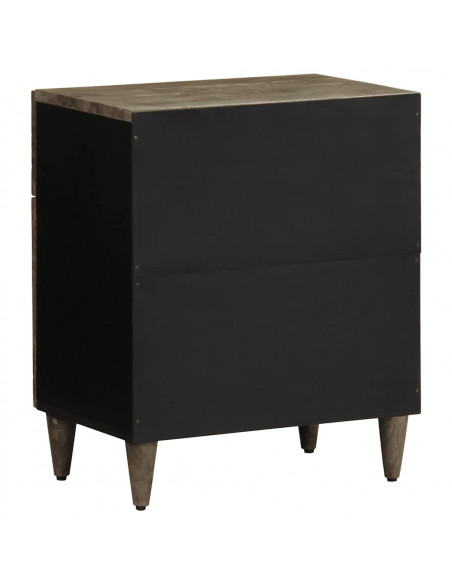 Comodino Grigio Chiaro 50x33x60 cm in Legno Massello di Mango