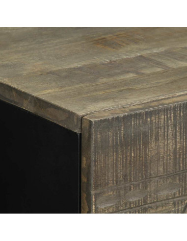 Comodino Grigio Chiaro 50x33x60 cm in Legno Massello di Mango