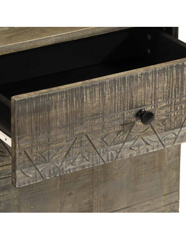 Comodino Grigio Chiaro 50x33x60 cm in Legno Massello di Mango