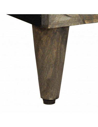 Comodino Grigio Chiaro 50x33x60 cm in Legno Massello di Mango