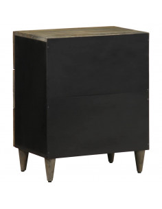 Comodino Grigio Chiaro 50x33x60 cm in Legno Massello di Mango