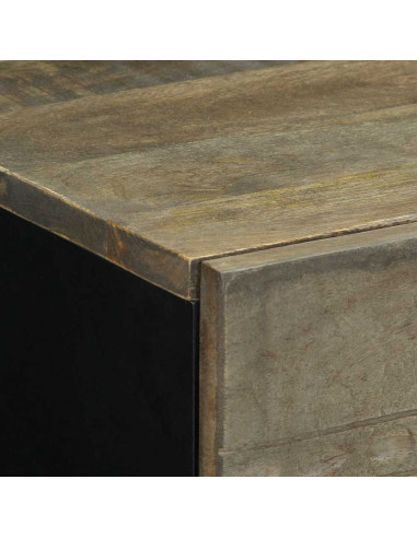Comodino Grigio Chiaro 50x33x60 cm in Legno Massello di Mango