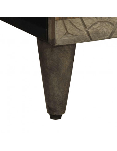 Comodino Grigio Chiaro 50x33x60 cm in Legno Massello di Mango