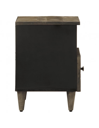 Comodino Grigio Chiaro 40x33x46 cm in Legno Massello di Mango