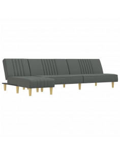 Divano Letto a L Grigio Scuro 255x140x70 cm in Tessuto