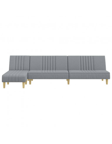 Divano Letto a L Grigio Chiaro 255x140x70 cm in Tessuto