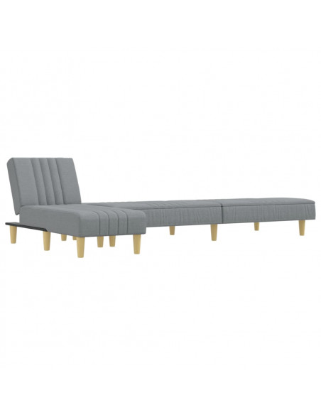 Divano Letto a L Grigio Chiaro 255x140x70 cm in Tessuto