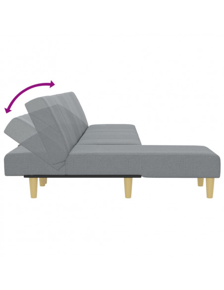 Divano Letto a L Grigio Chiaro 255x140x70 cm in Tessuto