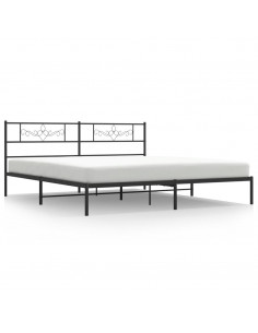 Giroletto con Testiera in Metallo Nero 180x200 cm