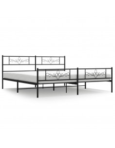 Giroletto con Testiera e Pediera Metallo Nero 180x200 cm