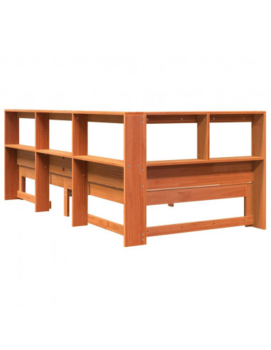 Letto Libreria senza Materasso Marrone Cera 90x200 cm in Pino