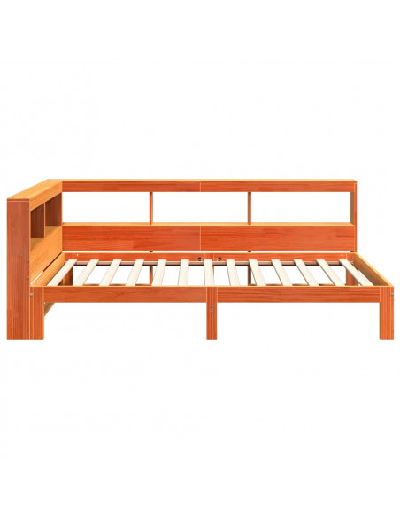 Letto Libreria senza Materasso Marrone Cera 75x190 cm in Pino