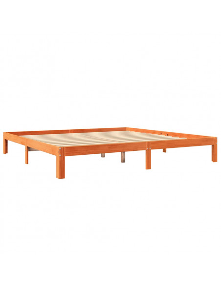 Letto Libreria senza Materasso Marrone Cera 180x200 cm in Pino
