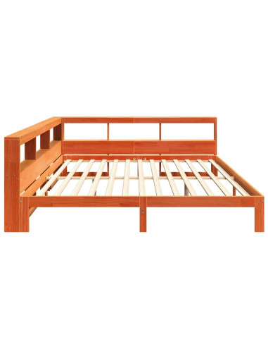 Letto Libreria senza Materasso Marrone Cera 180x200 cm in Pino