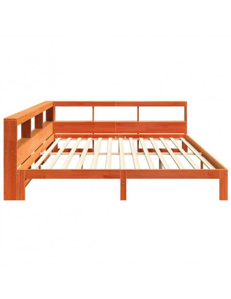 Letto Libreria senza Materasso Marrone Cera 180x200 cm in Pino