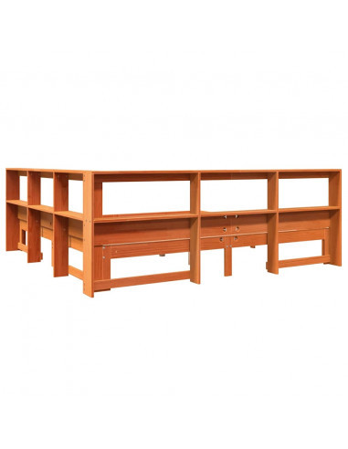 Letto Libreria senza Materasso Marrone Cera 180x200 cm in Pino