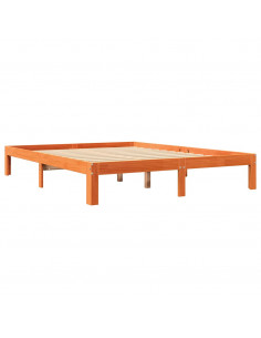 Letto Libreria senza Materasso Marrone Cera 140x190 cm in Pino