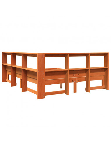 Letto Libreria senza Materasso Marrone Cera 140x190 cm in Pino