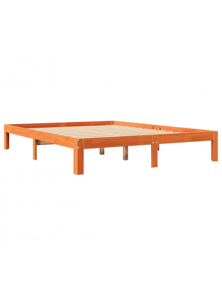 Letto Libreria senza Materasso Marrone Cera 135x190 cm in Pino