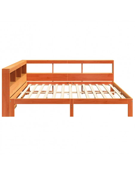 Letto Libreria senza Materasso Marrone Cera 135x190 cm in Pino