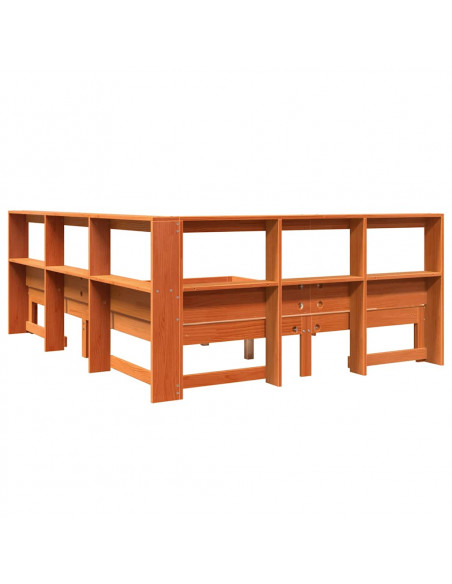Letto Libreria senza Materasso Marrone Cera 135x190 cm in Pino