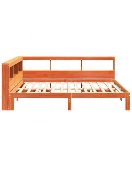 Letto Libreria senza Materasso Marrone Cera 120x190 cm in Pino