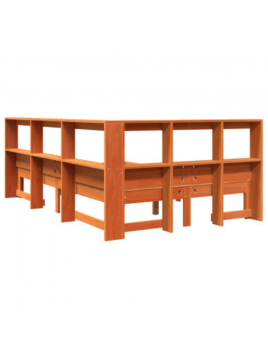 Letto Libreria senza Materasso Marrone Cera 120x190 cm in Pino